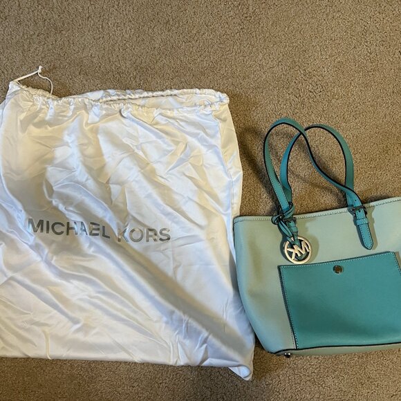 Michael Kors Medium Jet Set Snap Pocket Tote, Teal/Blue - Picture 2 of 12